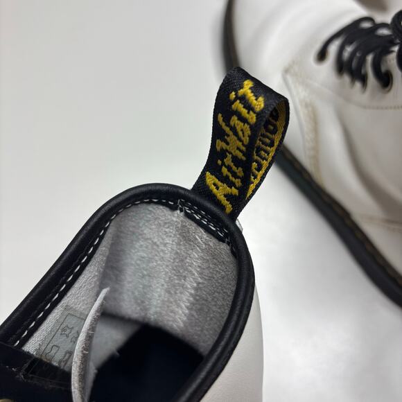 Dr. Martens Zavala White Leather 8 Eye Lace Up Combat Boot 8 - Picture 3 of 11